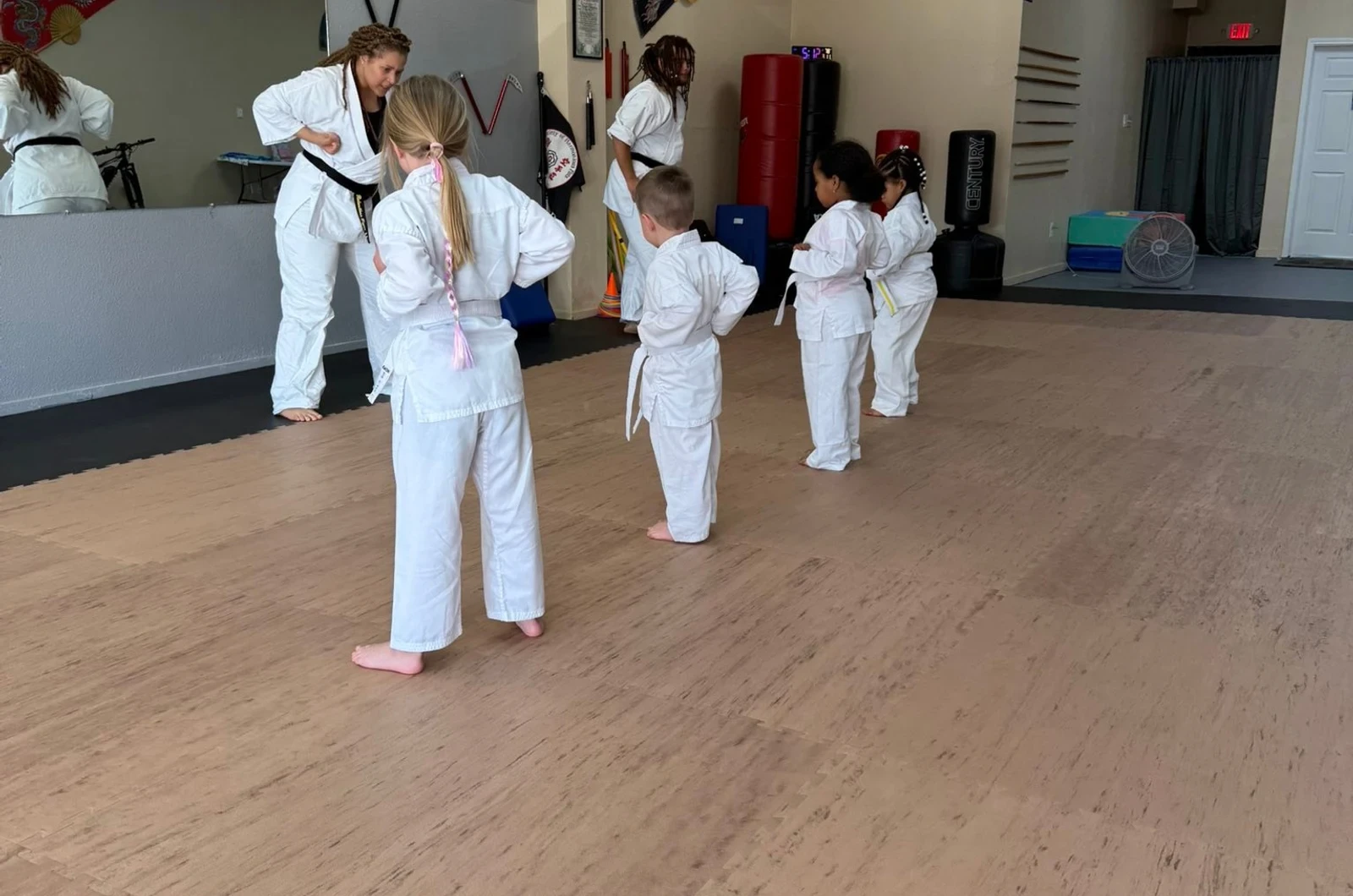 Child building confidence in martial arts